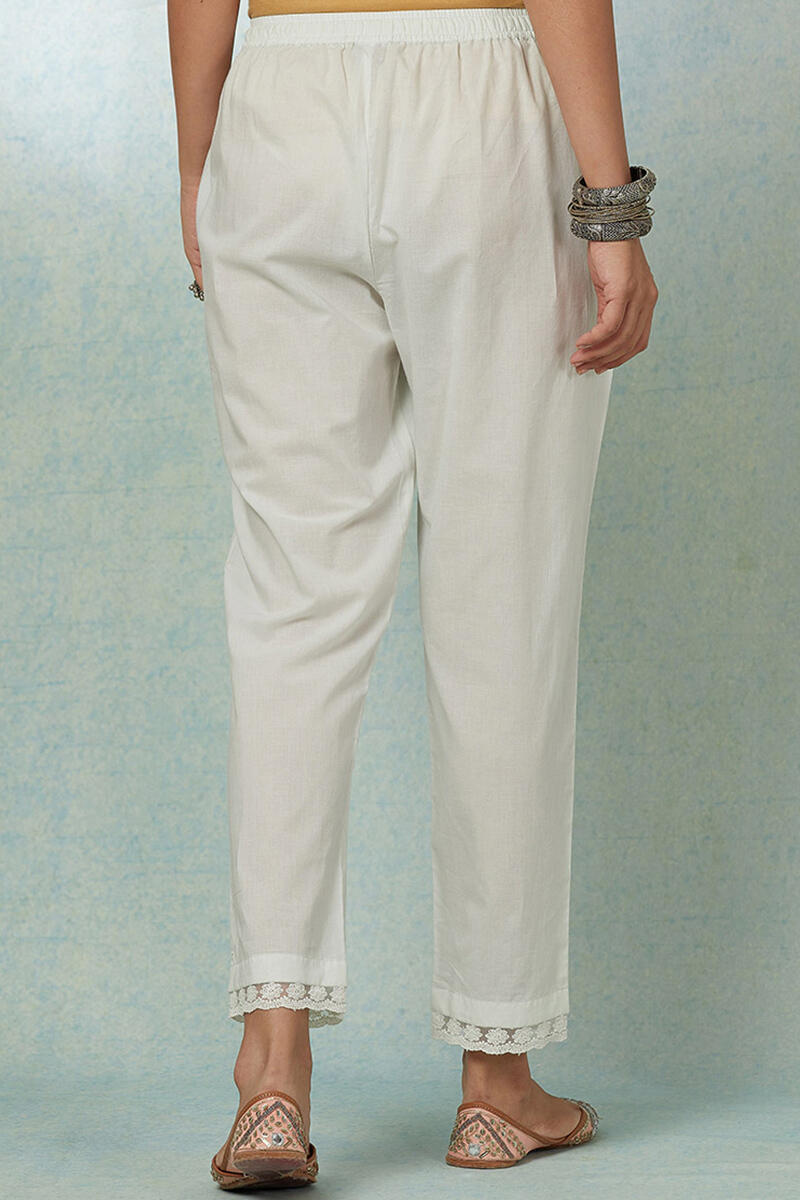 Buy White Handcrafted Cotton Narrow Pants | White Narrow Pants for ...