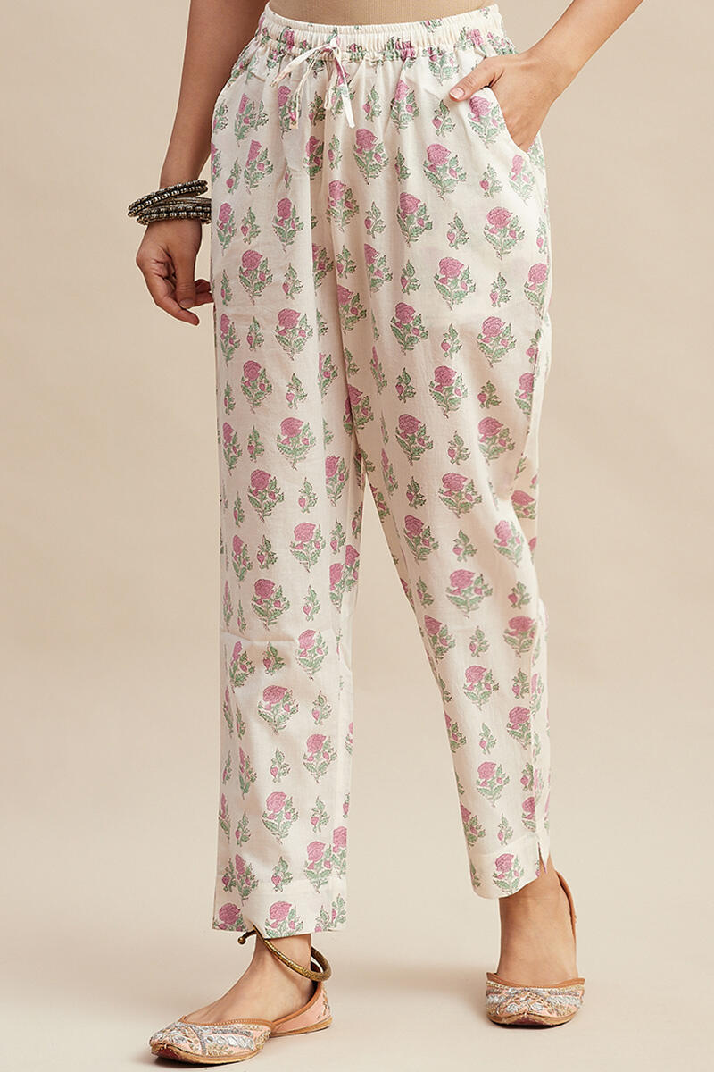 Buy Light Pink Printed Cotton High Low Shirt with Pants  Set of 2   SS2202KKR4  The loom