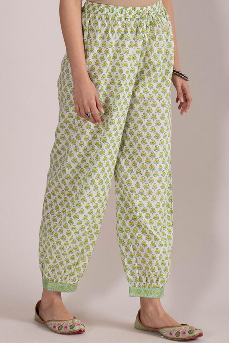 Buy Green Block Printed Cotton Izhaar Pants | Green Izhaar Pants for ...