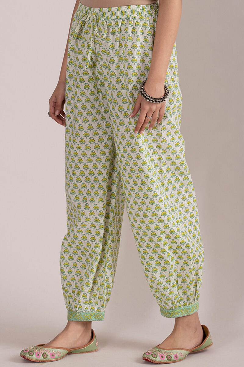Buy Green Block Printed Cotton Izhaar Pants | Green Izhaar Pants for ...