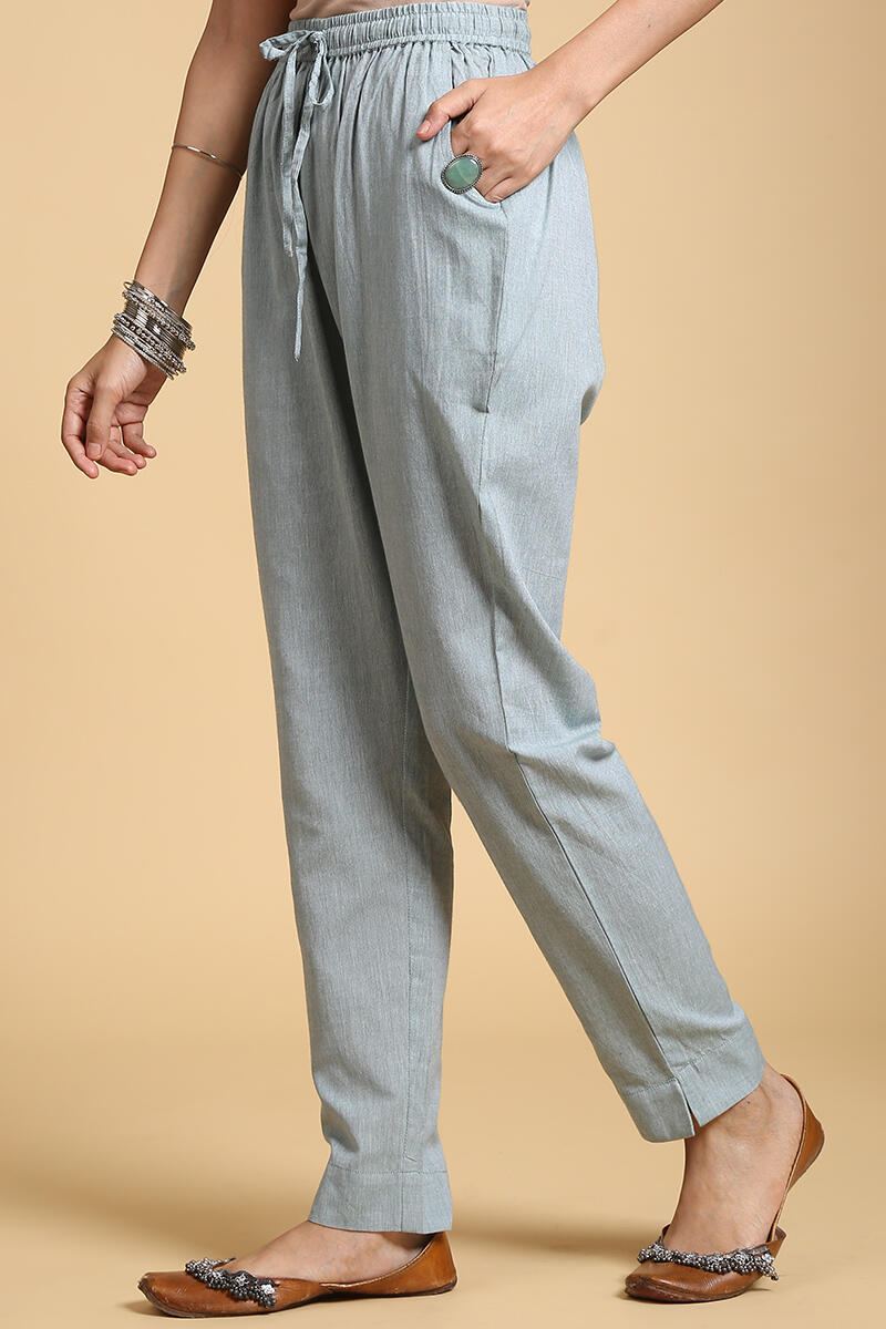 Buy Green Handcrafted Cotton Cigarette Pants | Green Cigarette Pants ...