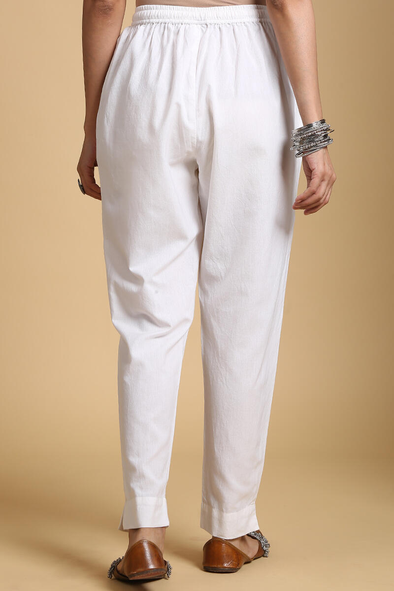 Buy White Handcrafted Cotton Cigarette Pants | White Cigarette Pants ...