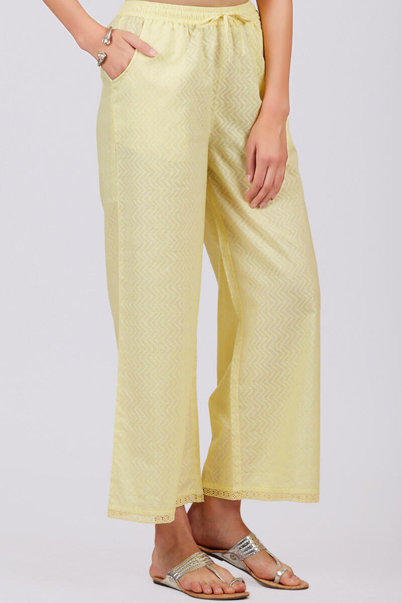 Yellow Handcrafted Cotton Farsi Pants
