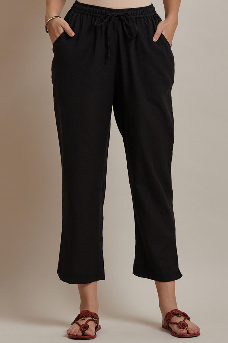 Black Handcrafted Cotton Pants