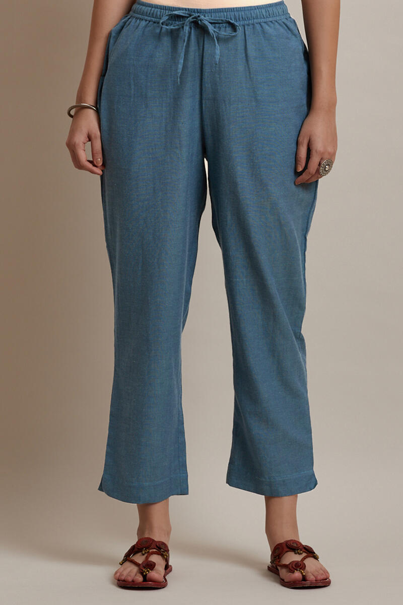 Blue Handcrafted Cotton Pants