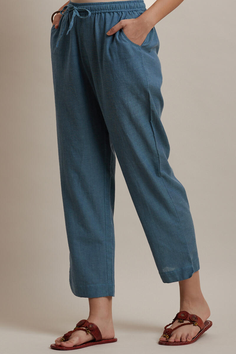 Blue Handcrafted Cotton Pants