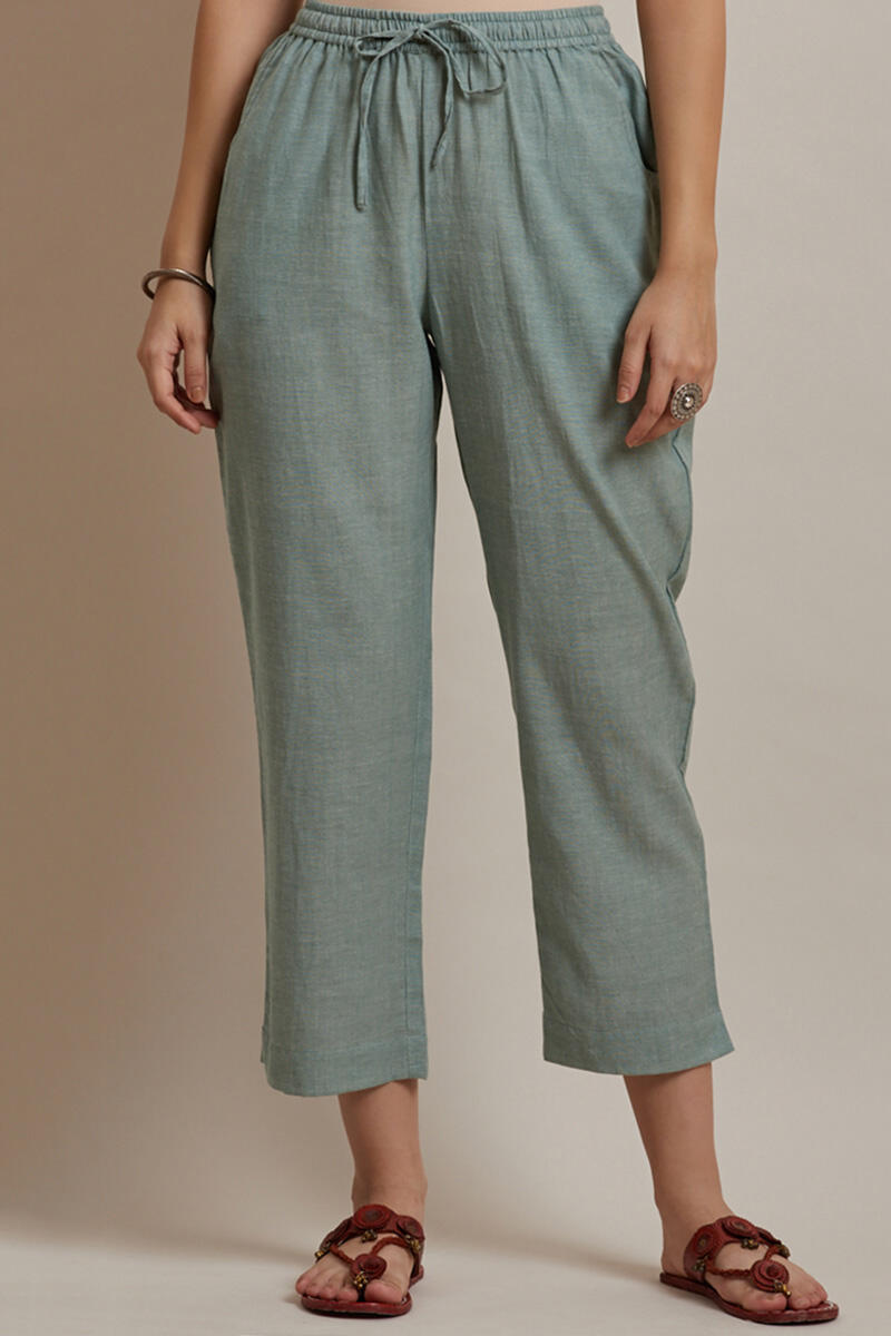 Green Handcrafted Cotton Pants