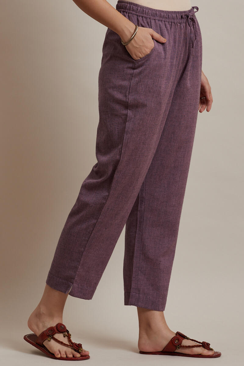 Purple Handcrafted Cotton Pants