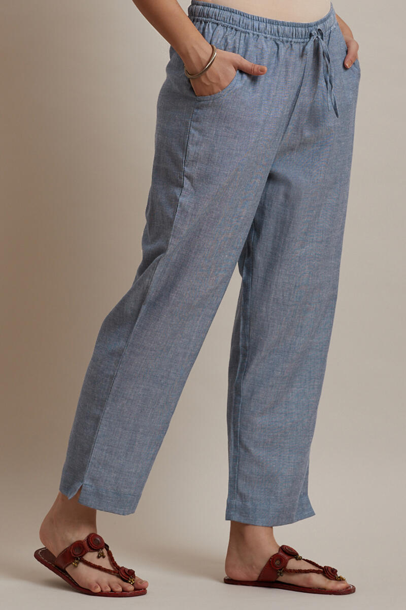 Grey Handcrafted Cotton Pants