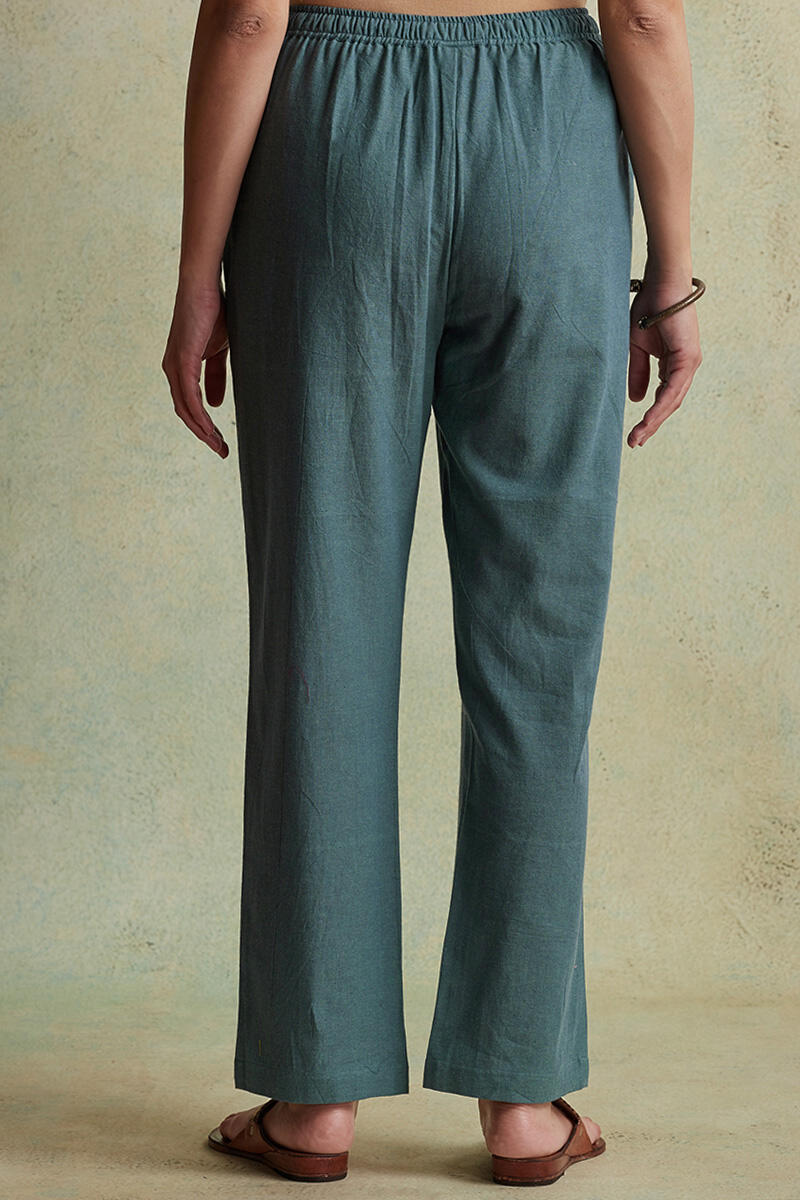 Buy Roza Nihad Slate Blue Handloom Pants | Blue Pants for Women ...