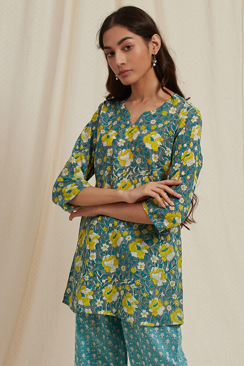 Buy White Block Printed Cotton Pyjama Set for Women | FGNSET21-09 | Farida  Gupta