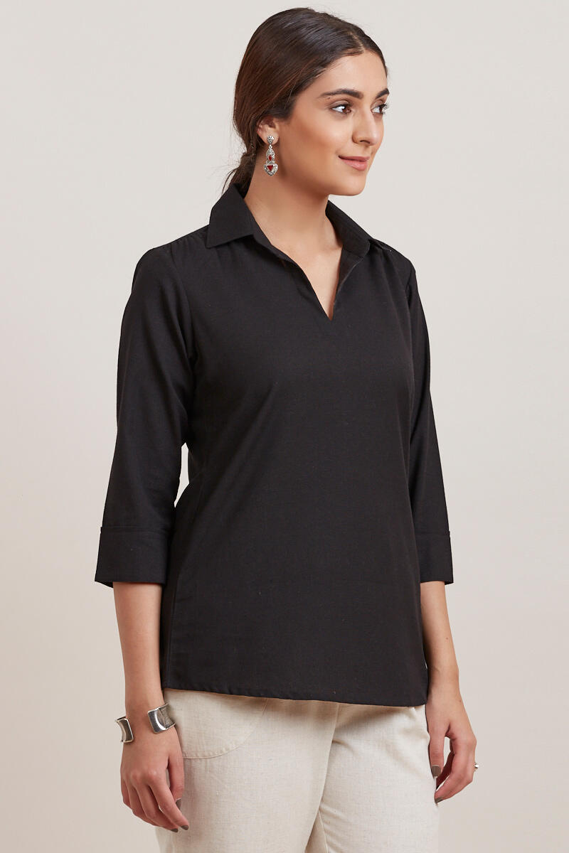 Black Handcrafted Cotton Top