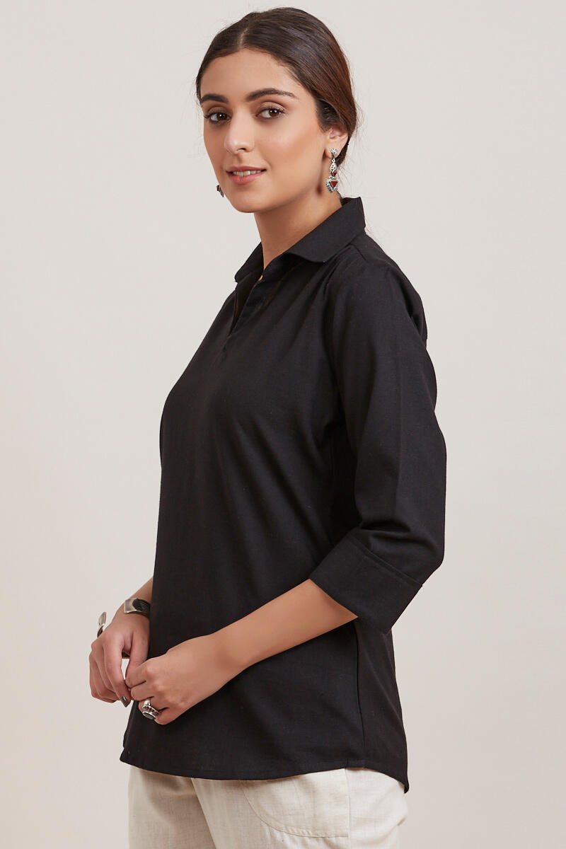 Black Handcrafted Cotton Top