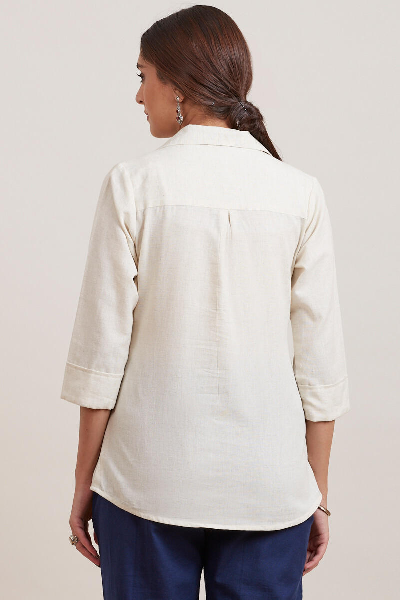 Off-White Handcrafted Cotton Top