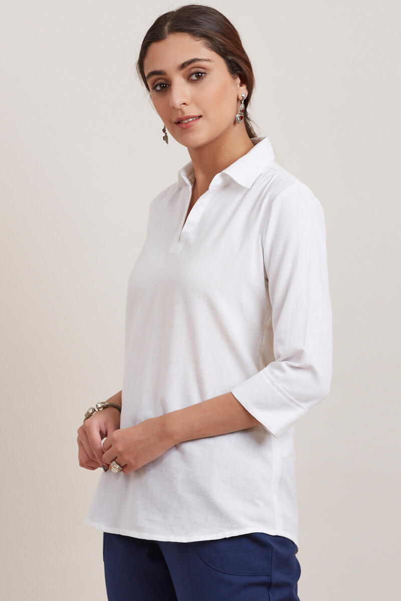White Handcrafted Cotton Top