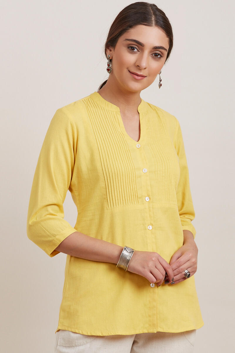 Yellow Handcrafted Cotton Shirt