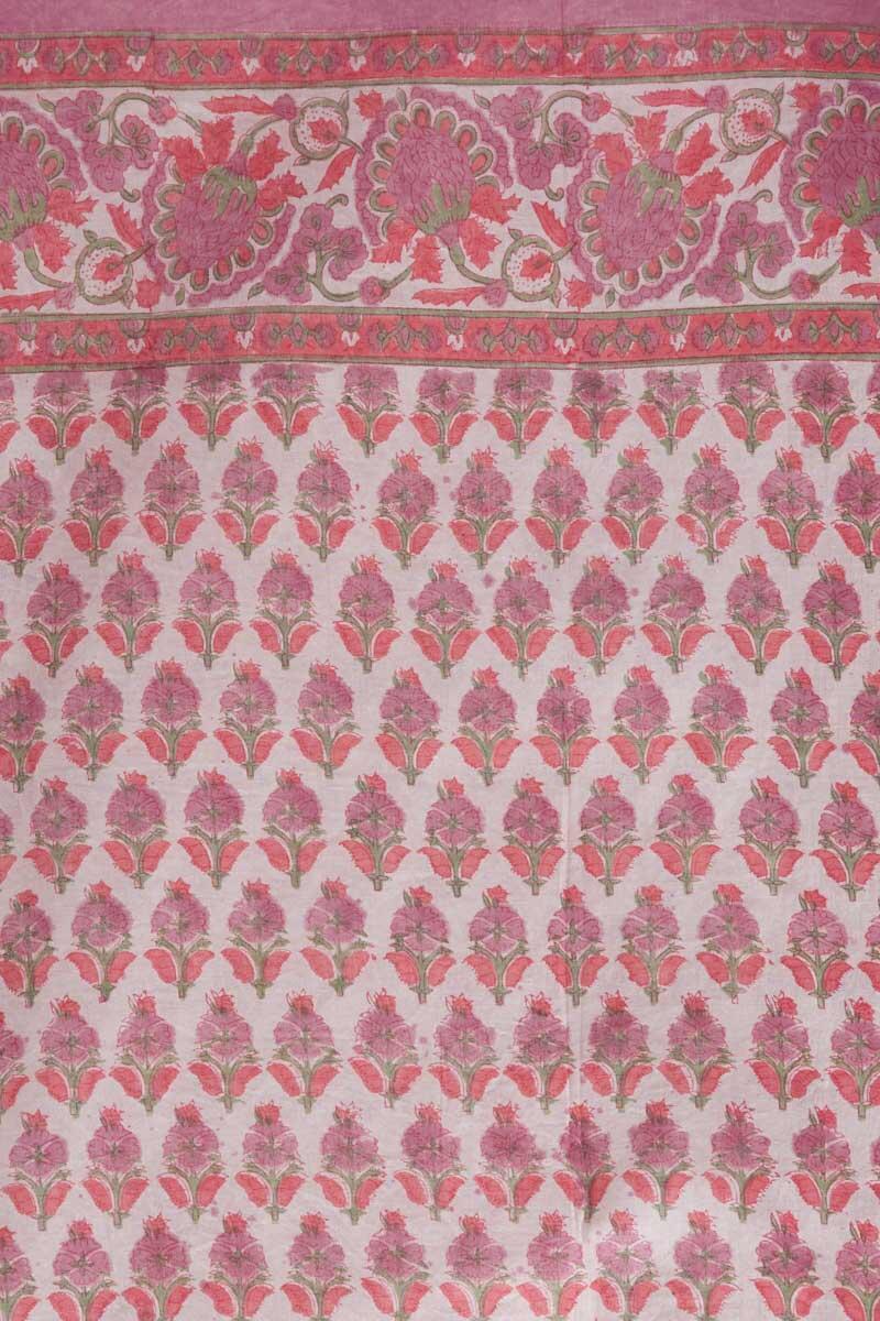 Pink Block Printed Cotton Dupatta