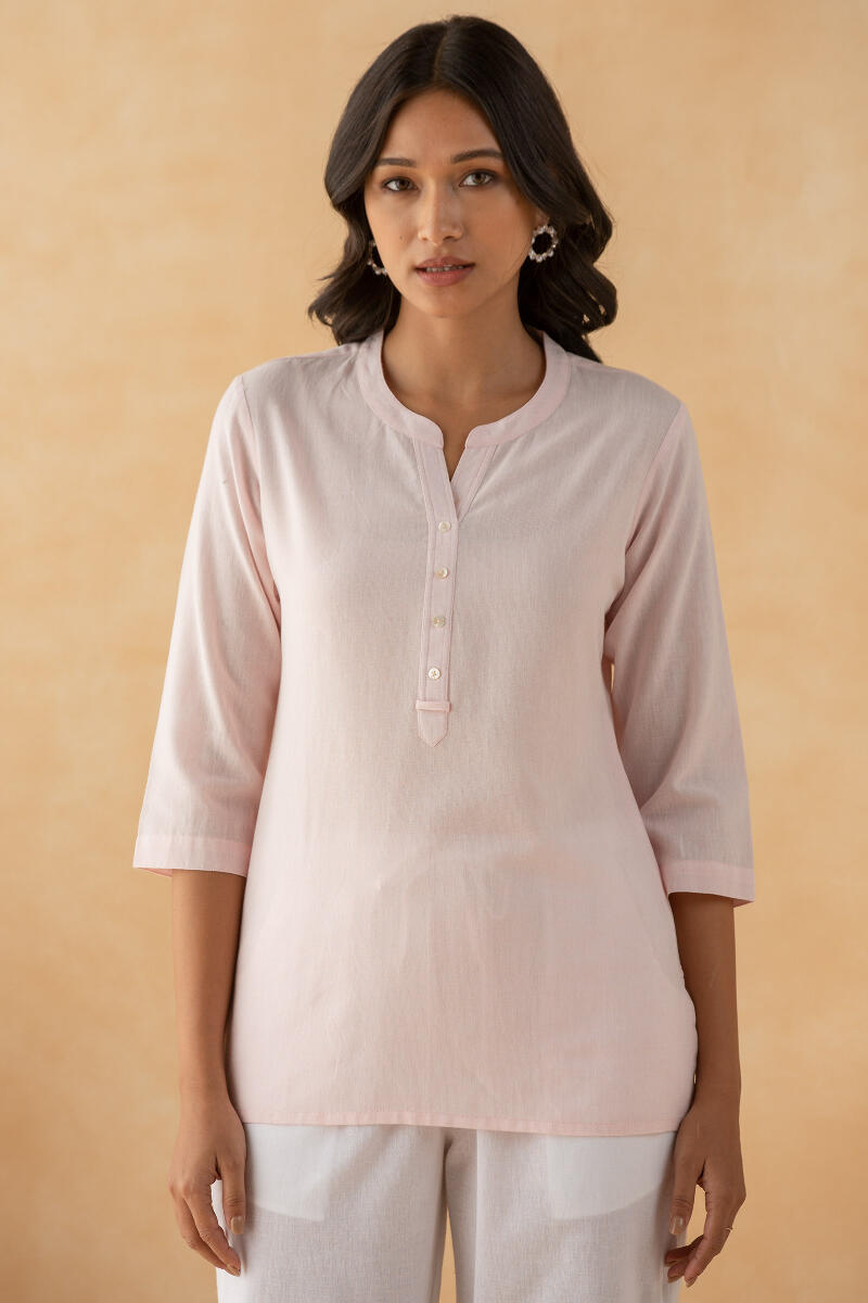 Pink Handcrafted Cotton Linen Shirt