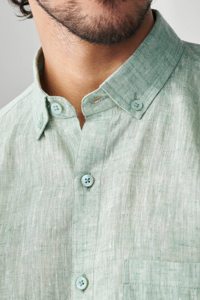 Green Handcrafted Linen Shirt
