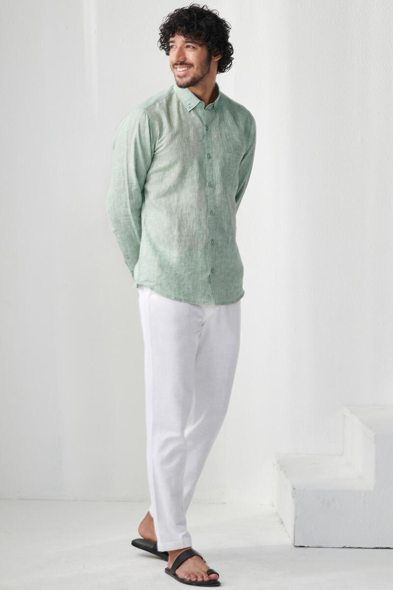 Green Handcrafted Linen Shirt
