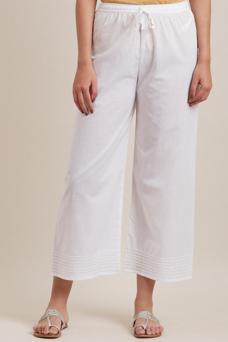 Buy White Handcrafted Cotton Farsi Pants for Women  FGF2109  Farida Gupta