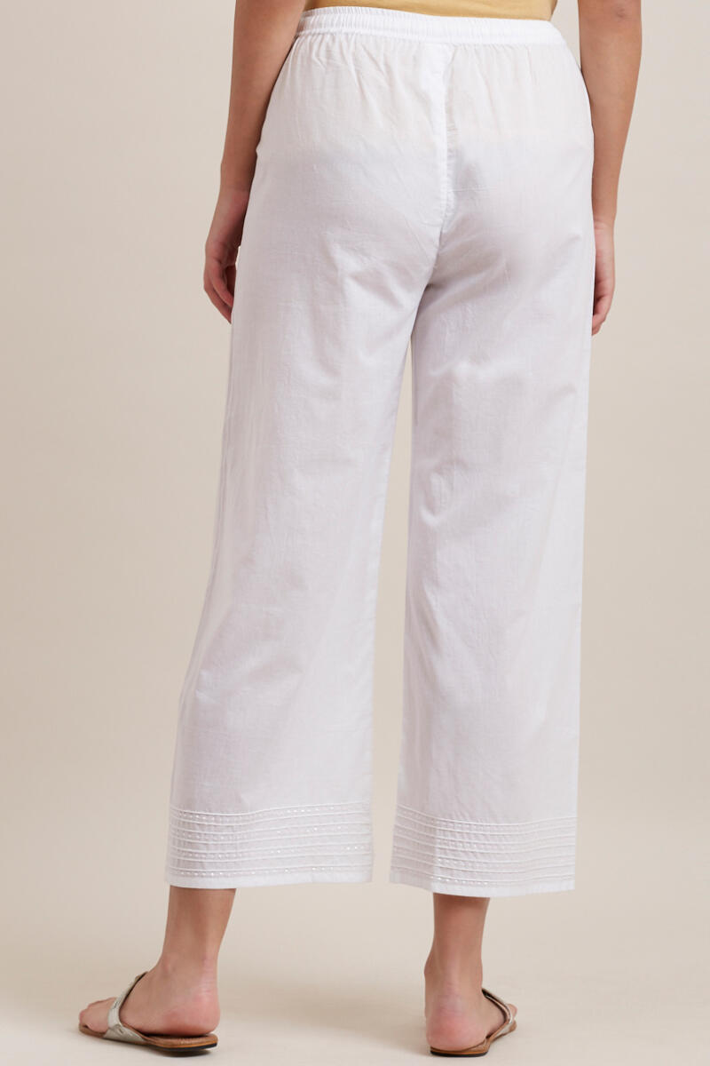 White Handcrafted Cotton Farsi Pants