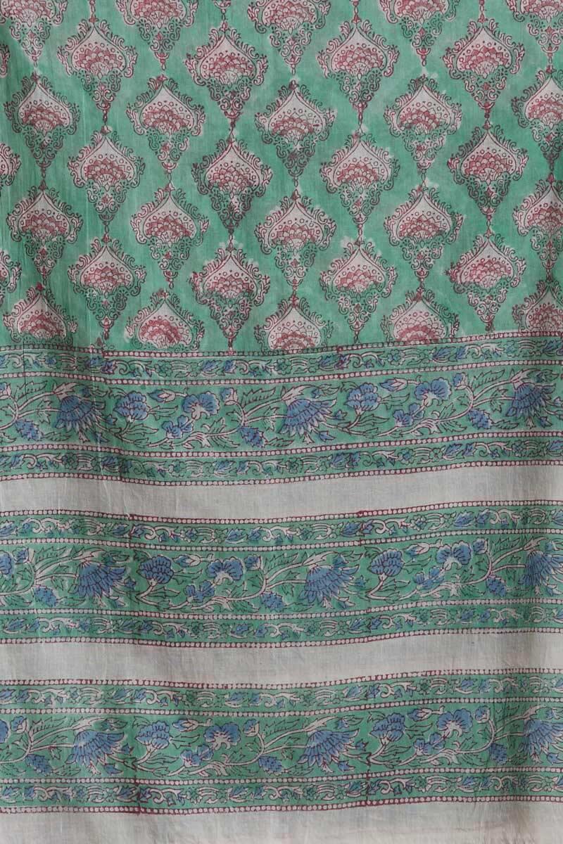 Green Block Printed Cotton Dupatta