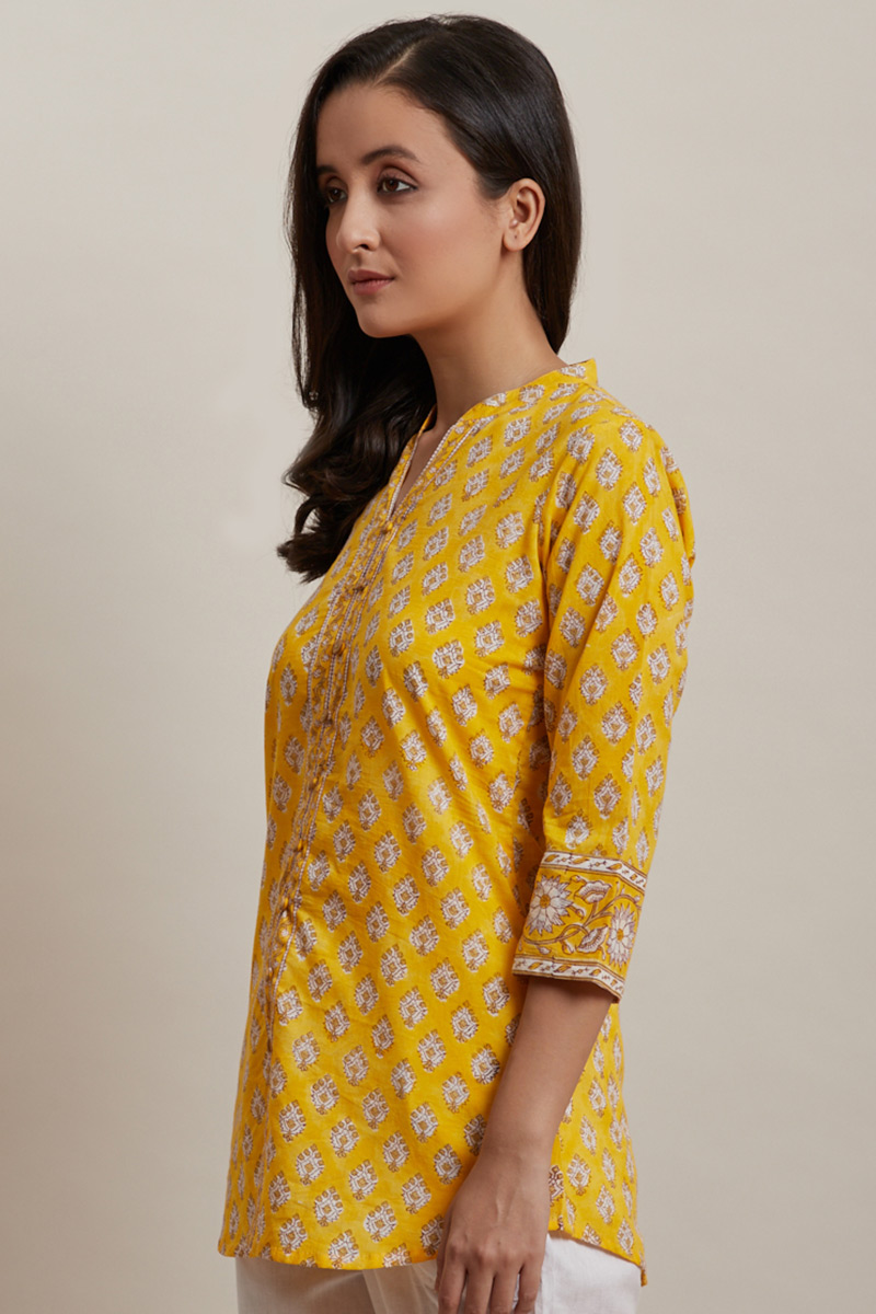 Buy Nafees Faiza Kurti | Yellow Kurtis for Women